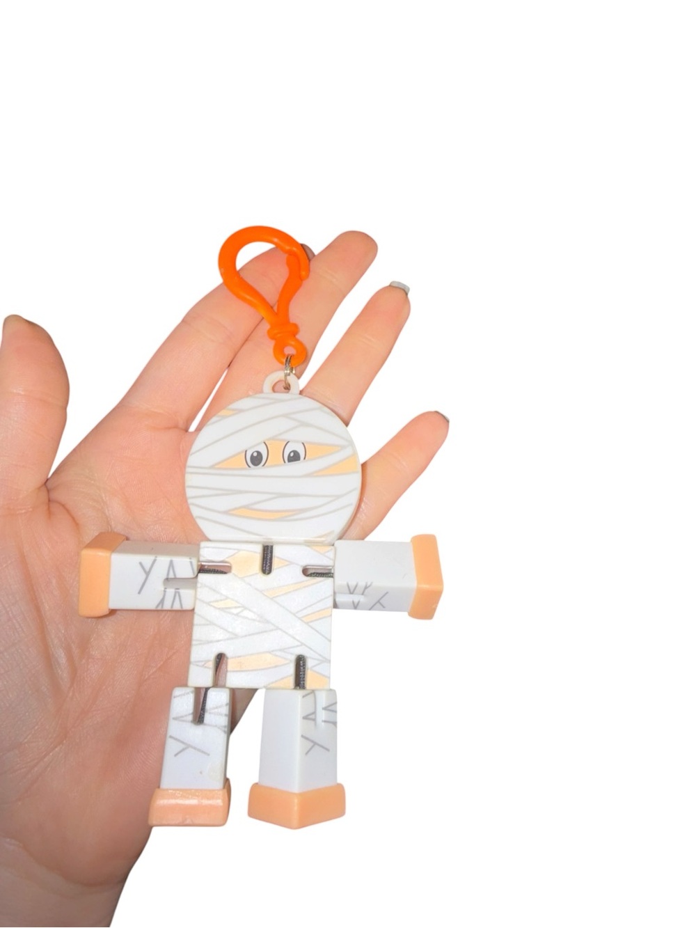 Orange & White stretchy Mummy Keychain